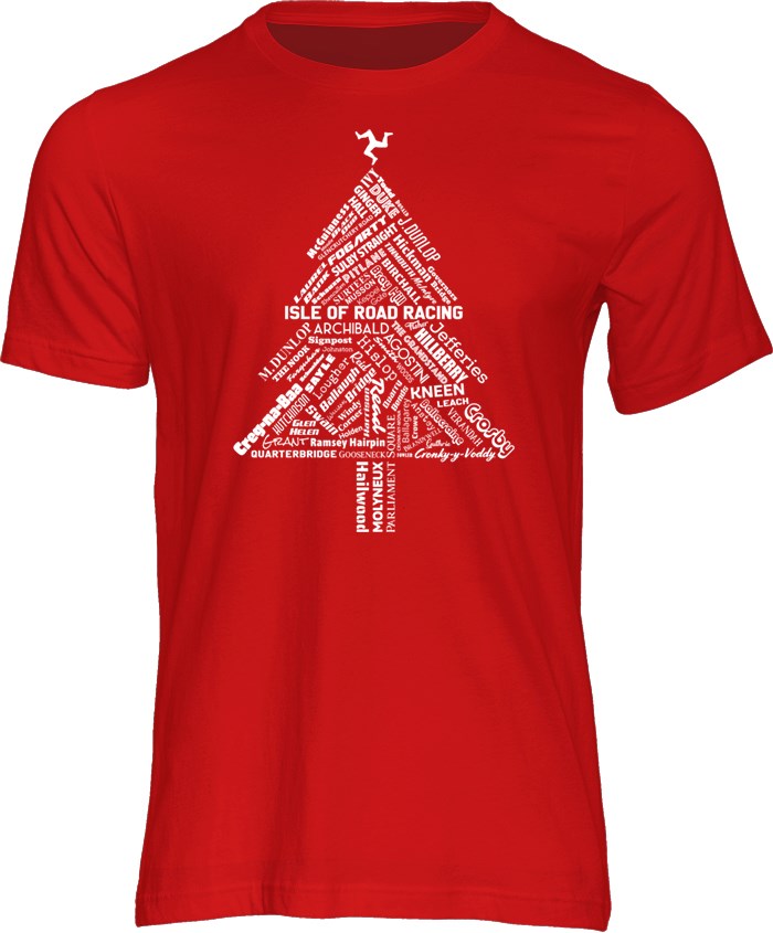 Isle of Road Racing Christmas Tree T-shirt Red - click to enlarge