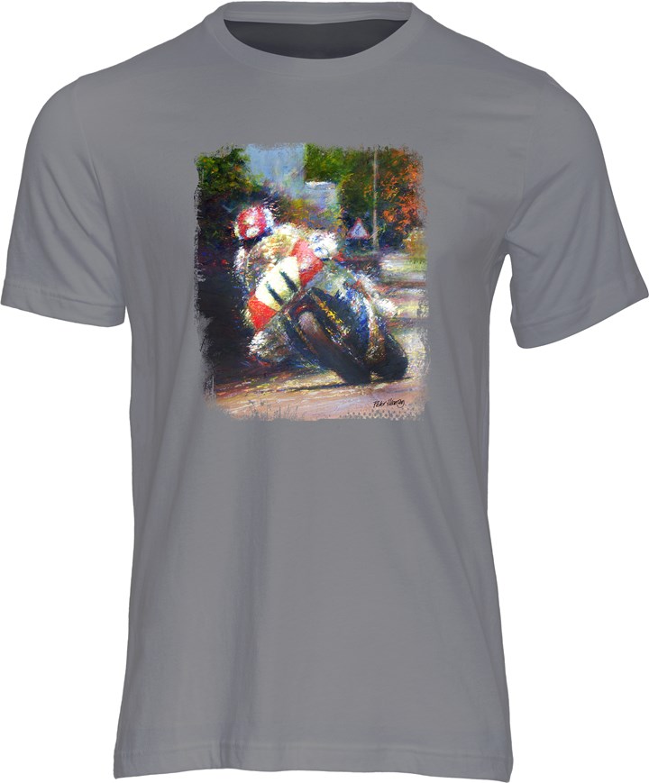 Steve Hislop Honda RVF750 TT T-shirt Charcoal - click to enlarge