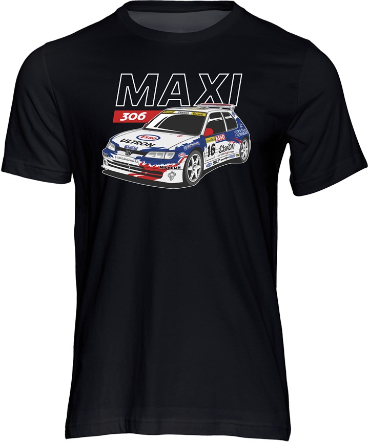 Peugeot 306 Maxi Group A Rally Legend T-shirt Black - click to enlarge