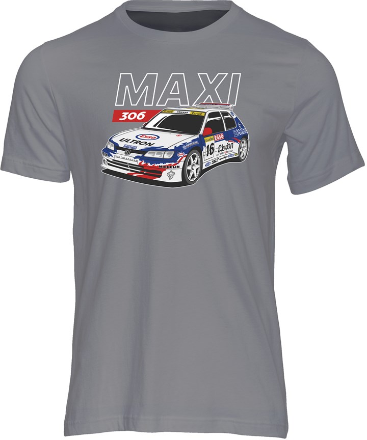 Peugeot 306 Maxi Group A Rally Legend T-shirt Charcoal - click to enlarge