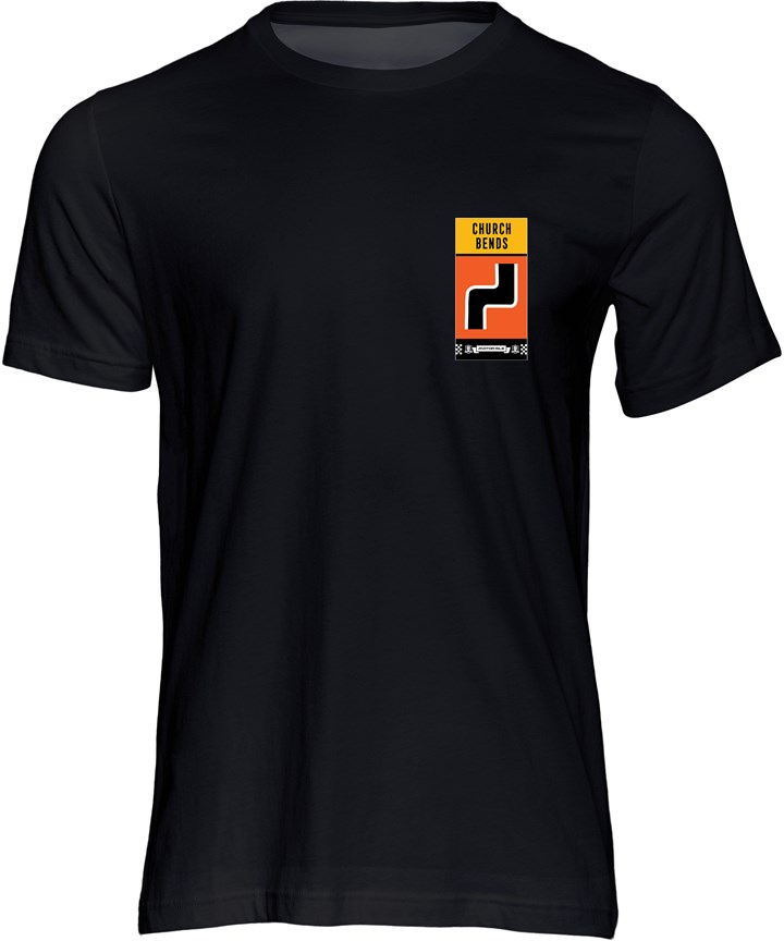 Southern 100 Corner Sign Church Bends T-Shirt Black - click to enlarge