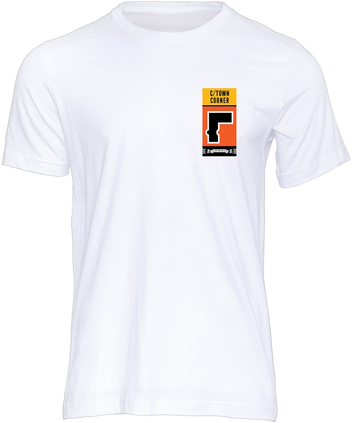 Southern 100 Corner Sign Castletown Corner T-Shirt White - click to enlarge