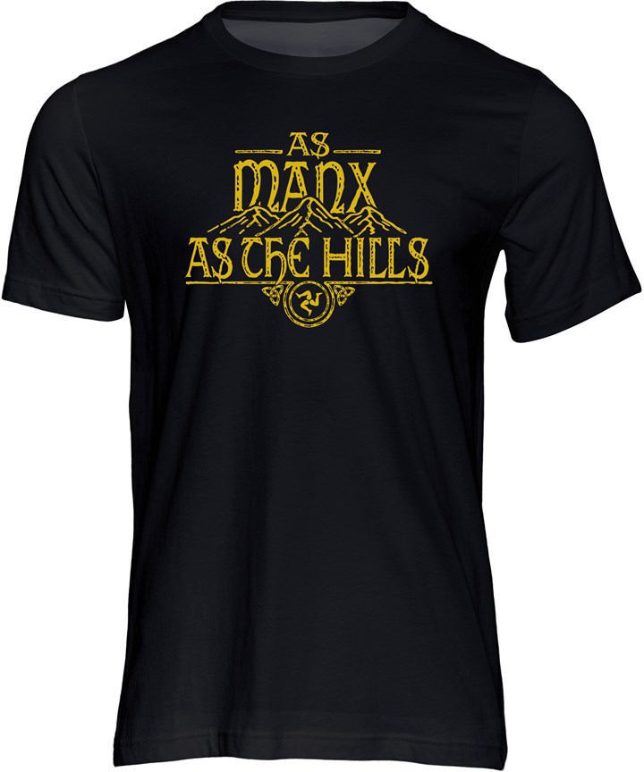 Isle of Man As Manx As the Hills Tapered Text T-shirt - click to enlarge