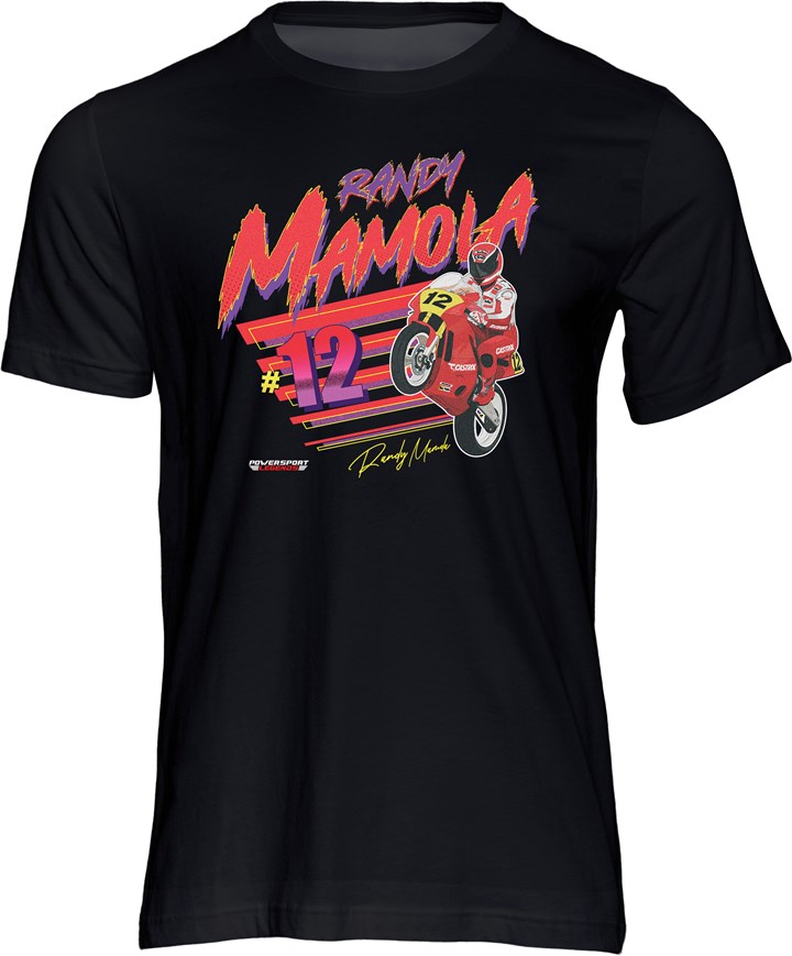 Bike GP Hero Randy Mamola T-shirt - click to enlarge