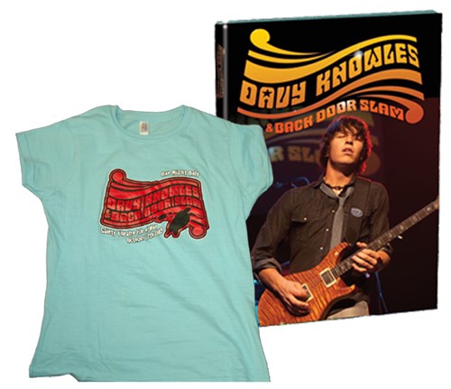 Davy Knowles and Back Door Slam Light Blue T-Shirt Large and DVD