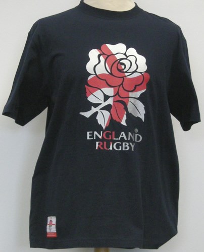 England Rugby Cross of St George Rose Navy t-shirt - click to enlarge