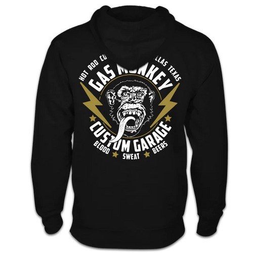 Gas Monkey Gold Monkey Zip Hoodie, Black - click to enlarge