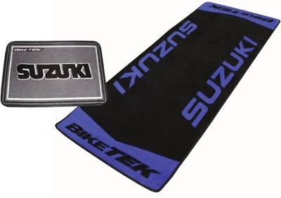 Combo Biketek Garage Mat Series 2 Suzuki Blue Logo
