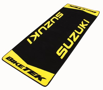 Biketek Garage Mat Series 2  Suzuki Yellow Logo