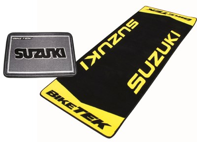 Combo Biketek Garage Mat Series 2  Suzuki Yellow Logo