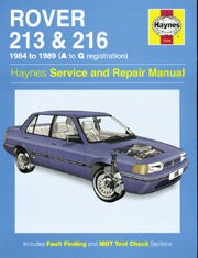 Rover 213 & 216 (84 - 89) A to G Book