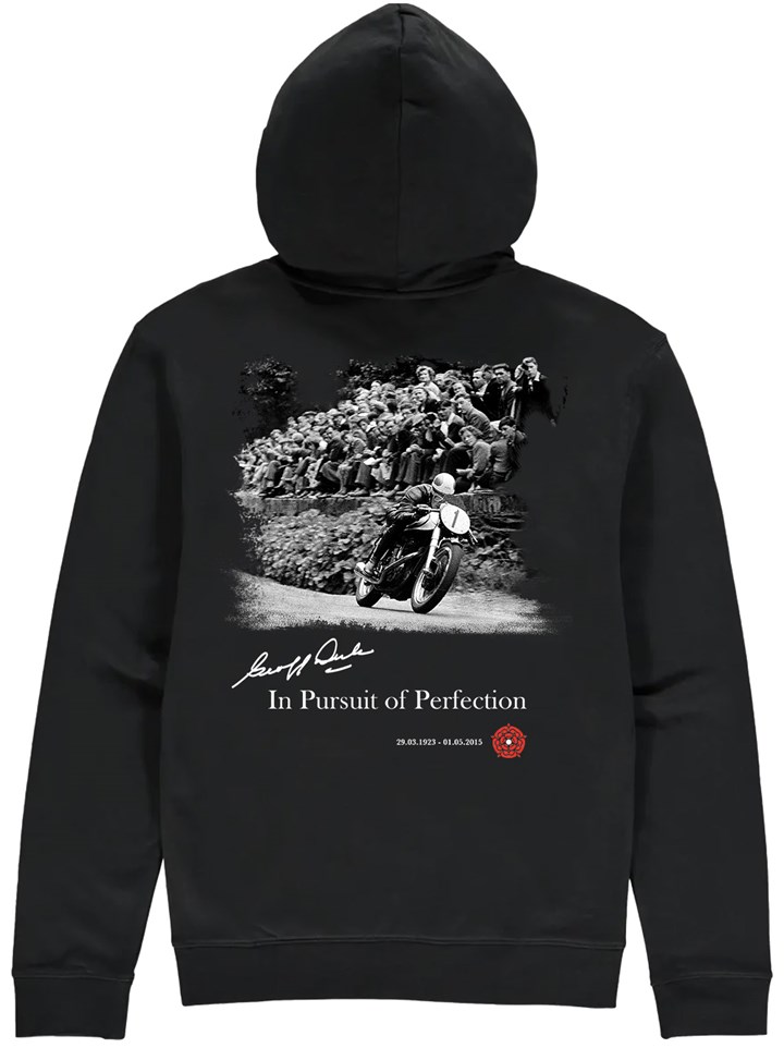 Geoff Duke In Pursuit of Perfection Hoodie Black - click to enlarge