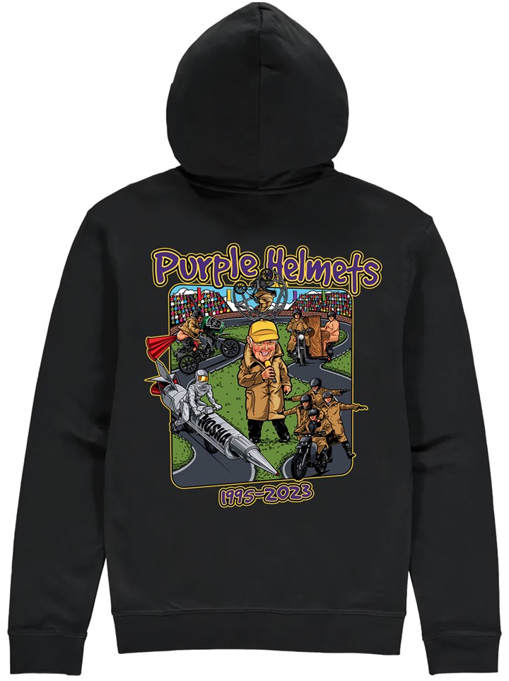 Purple Helmets Hoodie Black - click to enlarge