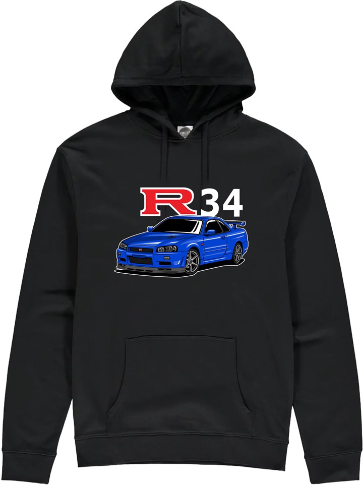 Nissan Skyline R34 GTR Hoodie Black - click to enlarge