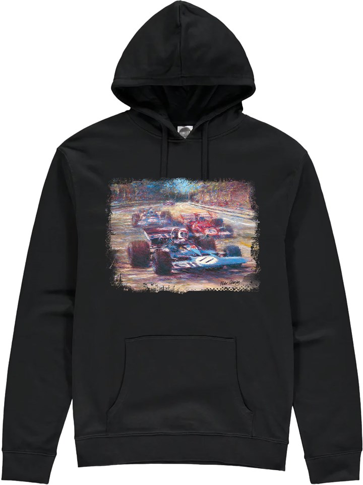 Jackie Stewart Art Print Hoodie Black - click to enlarge