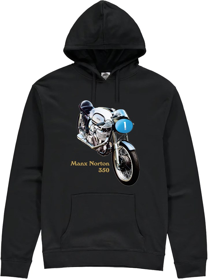 Manx Norton 350 Hoodie Black - click to enlarge