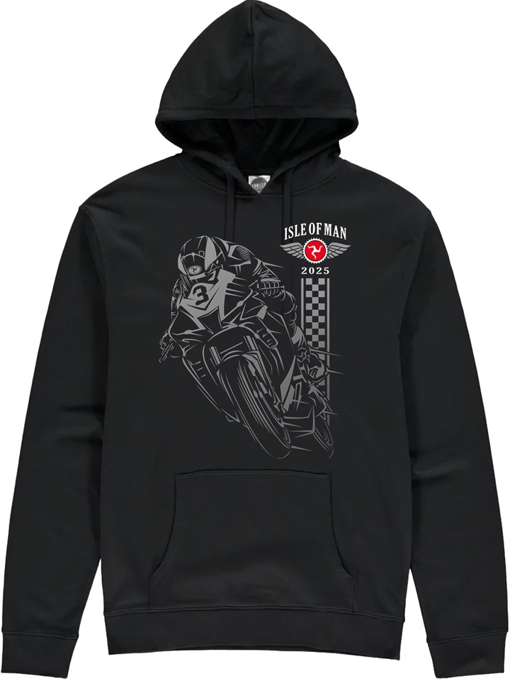 Isle of Man Road Races Shadow Bike 2025 Hoodie - click to enlarge