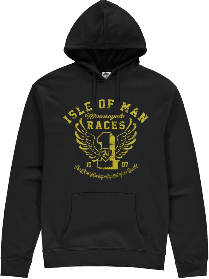 Isle of Man Road Races Distressed Wings Hoodie - click to enlarge