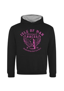 IOM Road Races Distressed Wings Kids Hoodie Pink