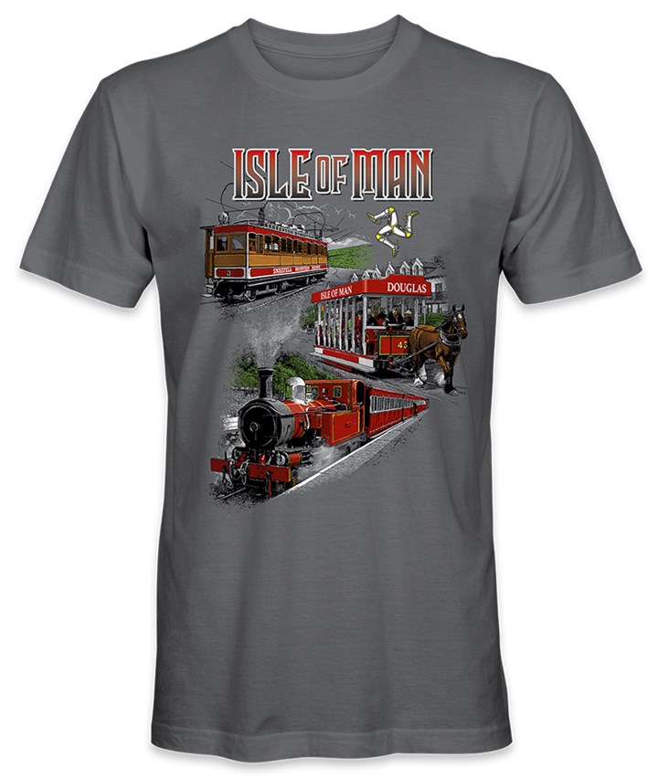 Isle of Man Transport T-Shirt Charcoal - click to enlarge