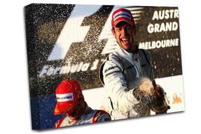 Jenson Button Podium Melbourne A0 Canvas Print