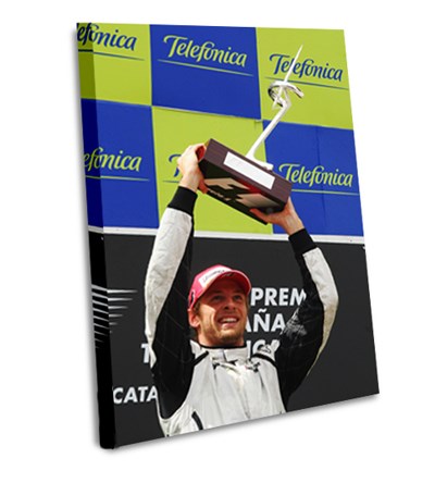 Jenson Button 2009 Spanish GP Podium A1 Canvas Print 