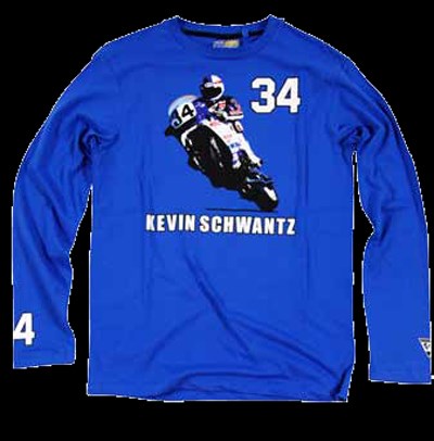 Kevin Schwantz 34 Bike T Shirt L/S Blue - click to enlarge