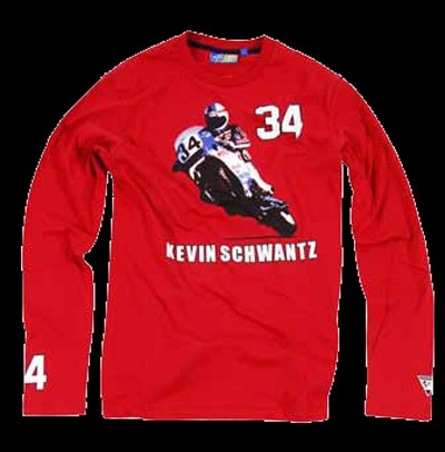 Kevin Schwantz 34 Bike T Shirt L/S Red - click to enlarge
