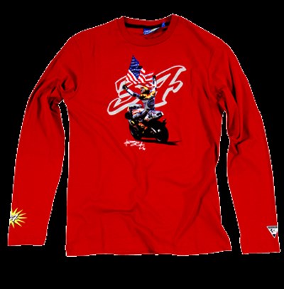 Kevin Schwantz 34 Bike Flag T Shirt L/S Red - click to enlarge