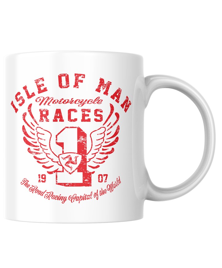Isle of Man Road Races Distressed Wings Mug