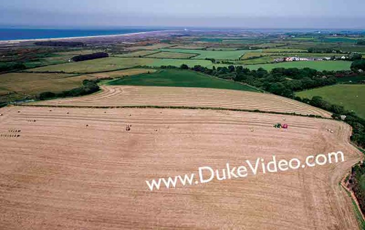 Baling Silage at Smeale - Isle of Man From the Air - Print - click to enlarge