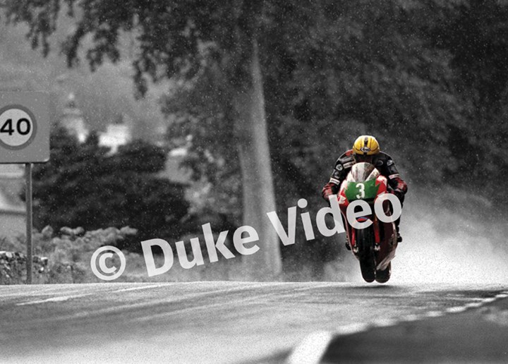 Joey Dunlop in the Rain TT 1998 Spot Print - click to enlarge