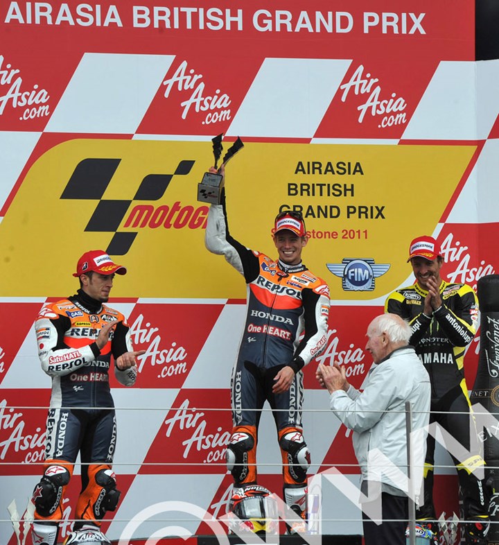 Casey Stoner Podium British MotoGP 2011 Silverstone - click to enlarge