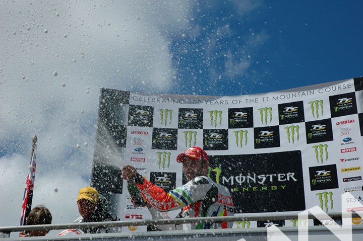 Bruce Anstey TT 2011 Podium - click to enlarge