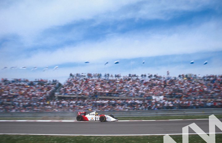 Ayrton Senna (McLaren MP4/8 Ford) retires Imola 1993. - click to enlarge