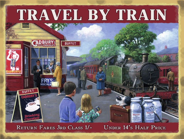 Travel byTrain Metal Sign - click to enlarge
