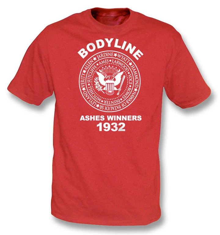 PunkCricket - Bodyline Ashes T-Shirt (Red) - click to enlarge