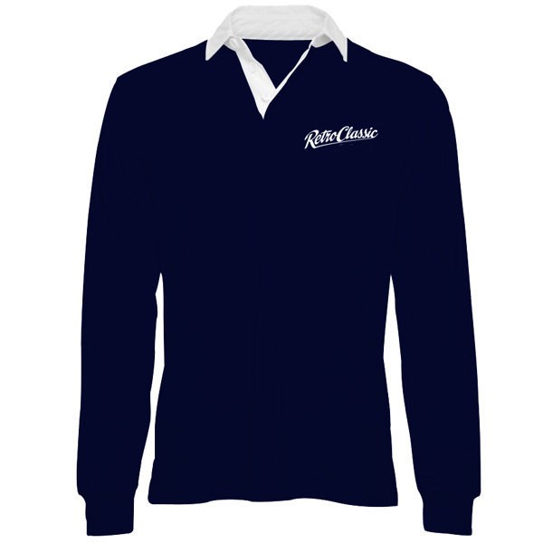 Retro Classic Long Sleeve Rugby Shirt Blue - click to enlarge