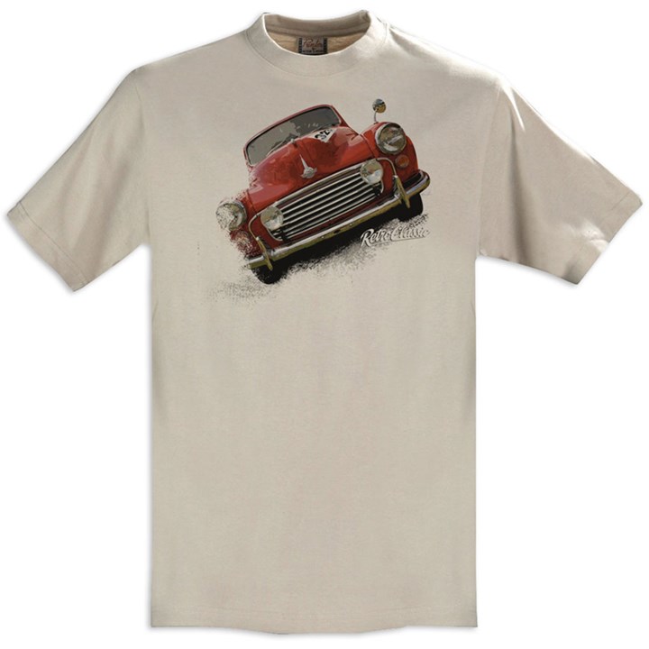 Retro Classic Morris Minor T-Shirt Sand - click to enlarge
