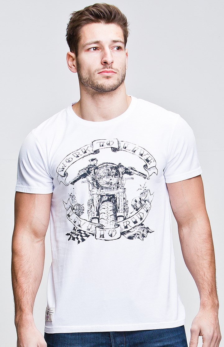 Live To Ride (Mens) White T-Shirt - click to enlarge