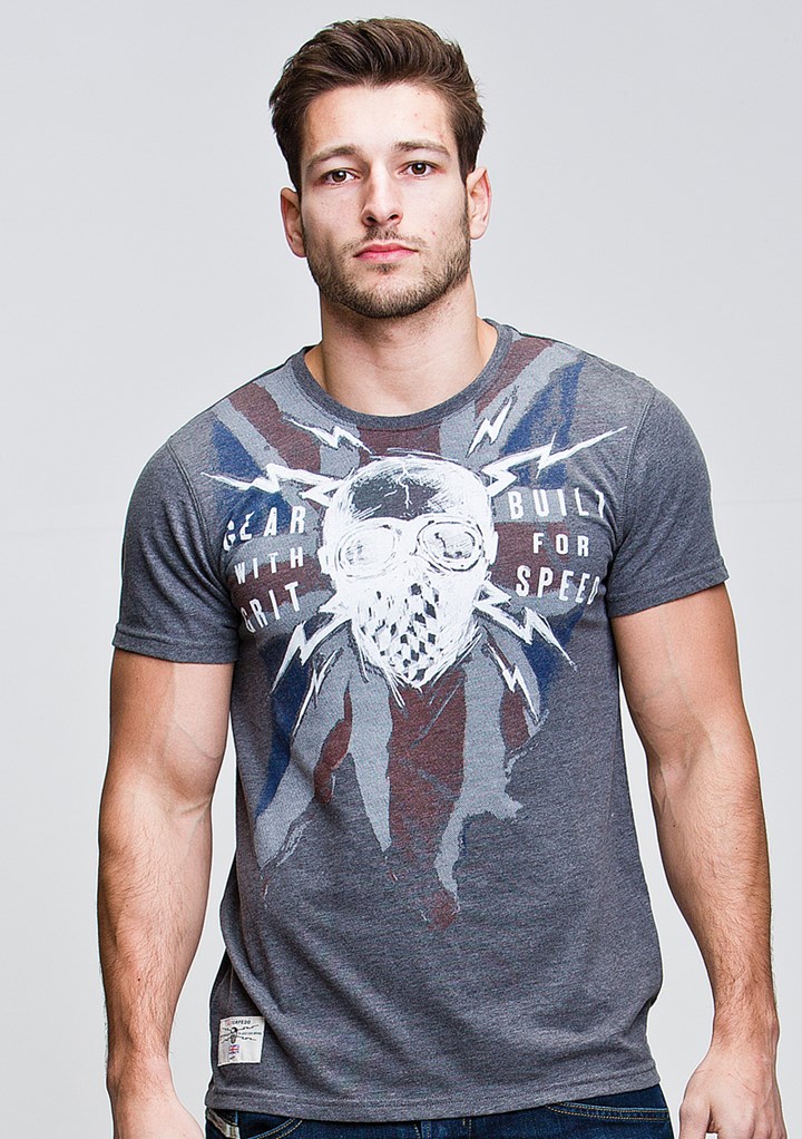 Geared Blighty (Mens) Graphite T-Shirt - click to enlarge