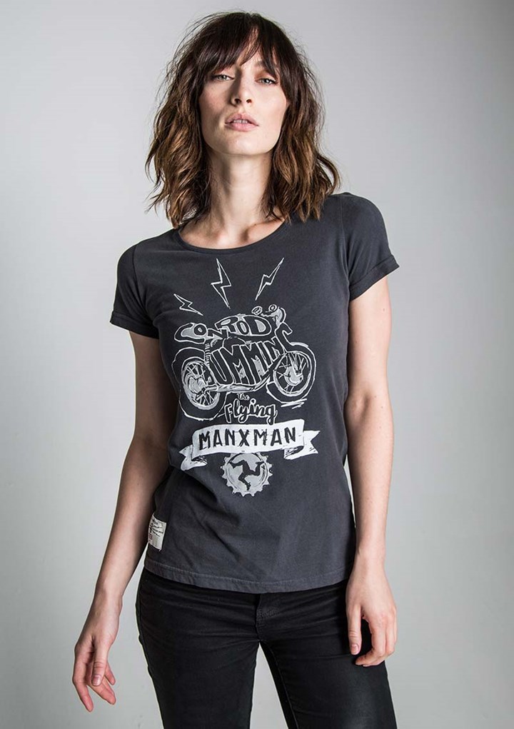 Flying Manxman (Ladies) Black T-Shirt - click to enlarge