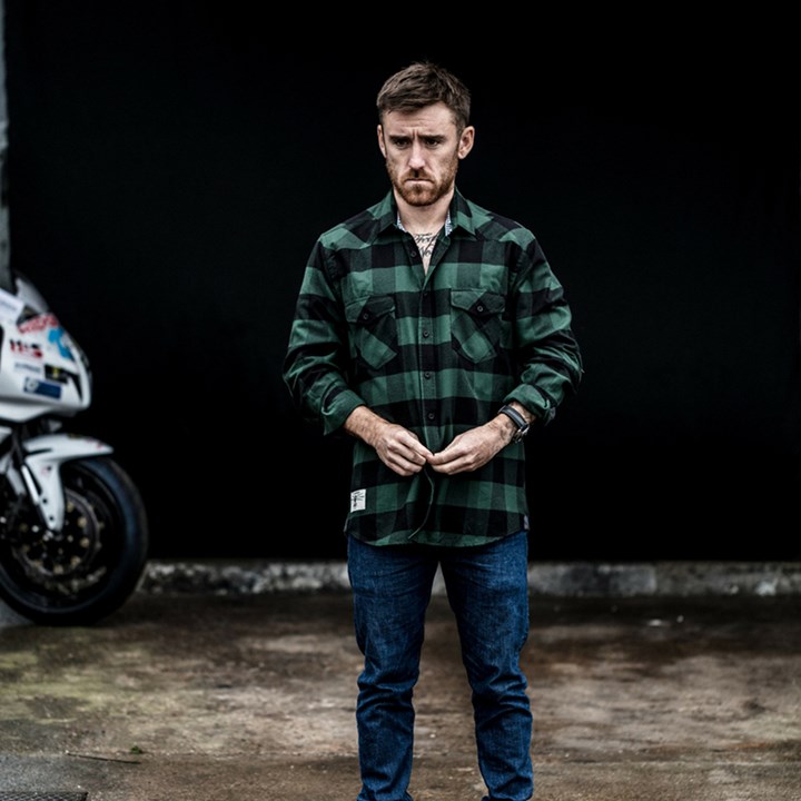 V-Twin Long Sleeved Check Shirt Racing Green - click to enlarge