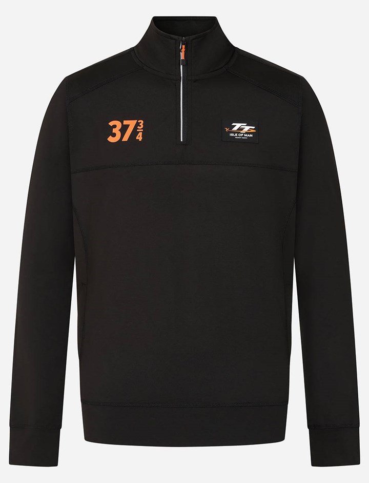 Isle of Man TT Races 1/4 Zip Top, Black - click to enlarge