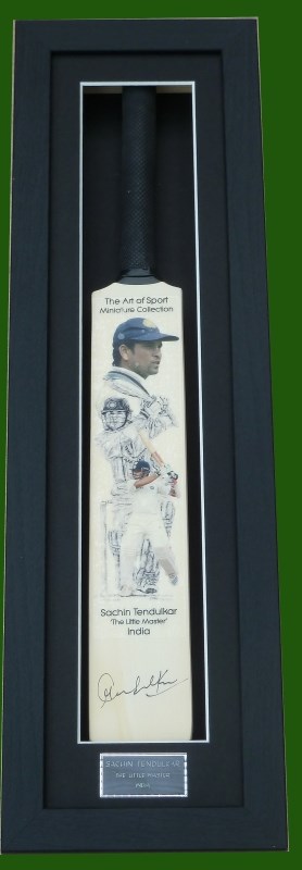 Sachin Tendulkar Framed and Signed Picture Mini Bat