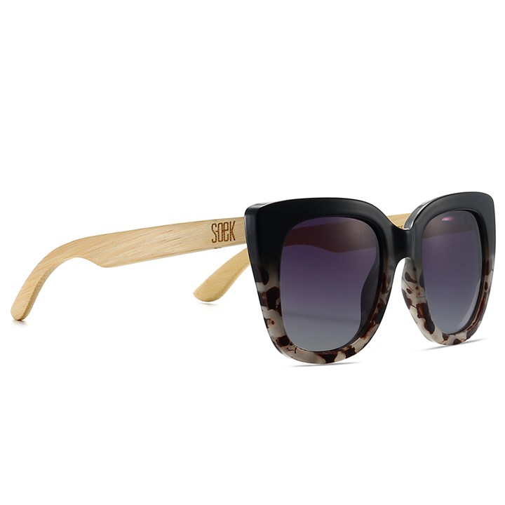 SOEK Riviera Black tortoiseshell frame Black grad lens White maple arms