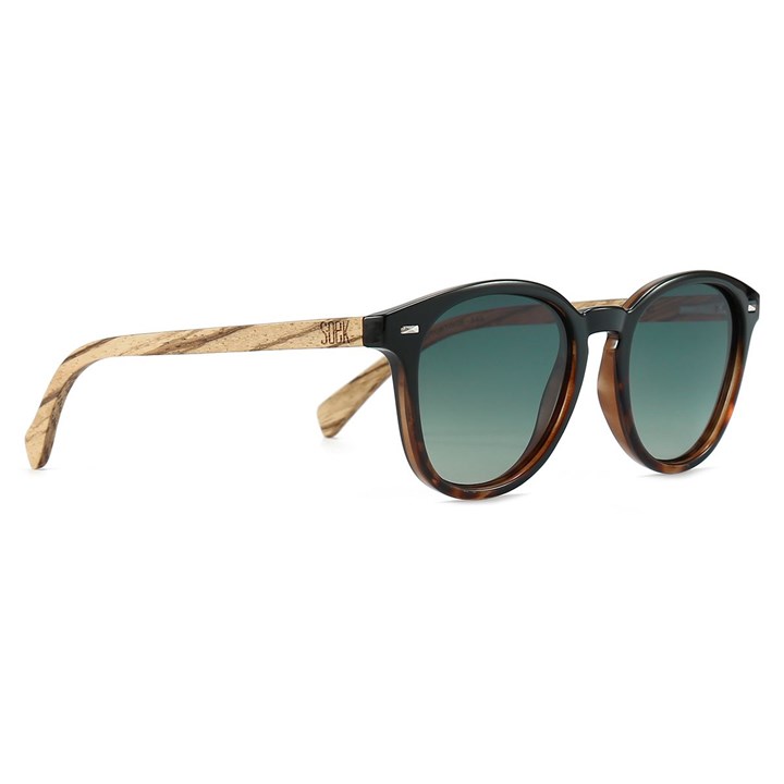 SOEK Taine Black tortoiseshell frame Khaki lens Walnut arms