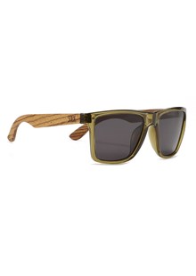 SOEK Dalton Khaki frame Black lens Walnut arms