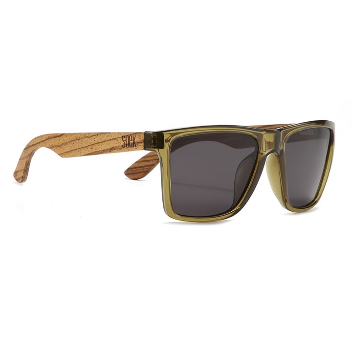 SOEK Dalton Khaki frame Black lens Walnut arms