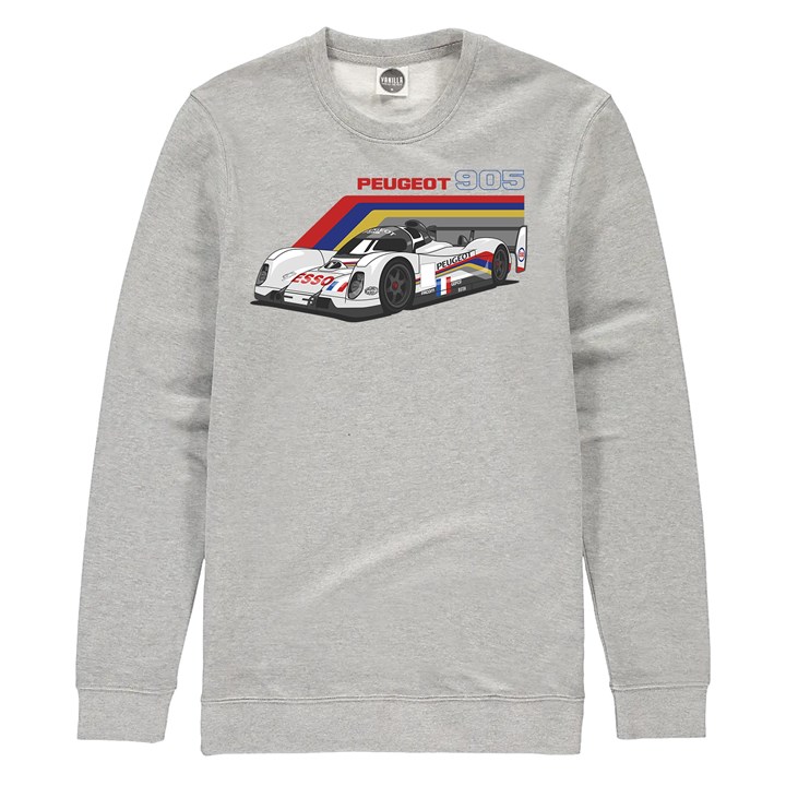 Peugeot 905 Group C Car Sweatshirt Heather Grey - click to enlarge